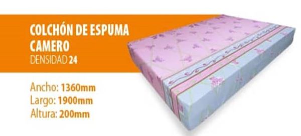 COLCHON DE ESPUMA CAMERO 1360X1900X200 DT 24 TD