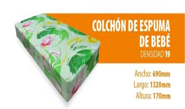 COLCHON DE ESPUMA BEBITO 690X1320X170 DT 19 TD