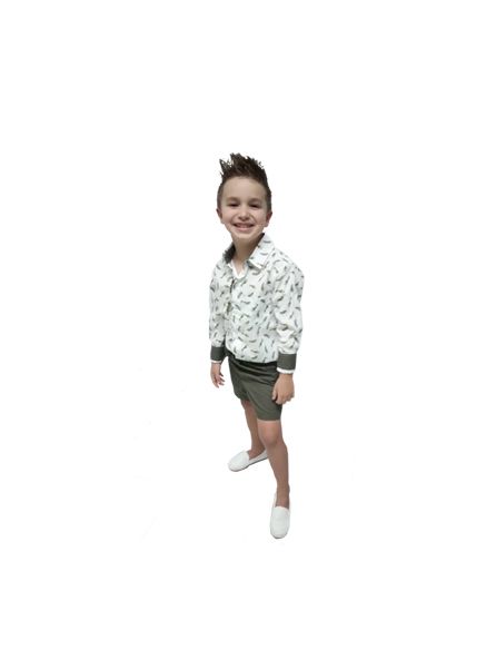 CONJUNTO DE CAMISA ML Y SHORT DE NIÑO  ESTAMP. AVION