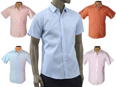 CAMISA MANGA CORTA VESTIR HOMBRE COLOR ENTERO