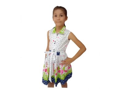 VESTIDO PARA NIÑA CON CUELLO CAMISERO ESTAMPADO