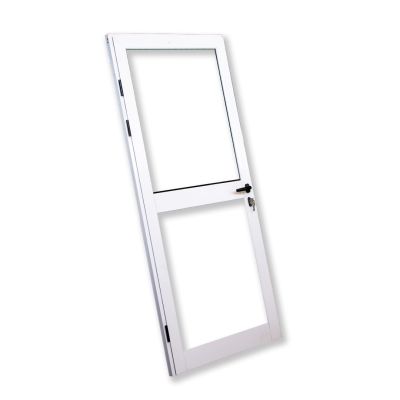 PUERTA DE UNA HOJA LACADA EN BLANCO Y ENCHAPE DE CRISTAL DE 6MM DE 700X2100 