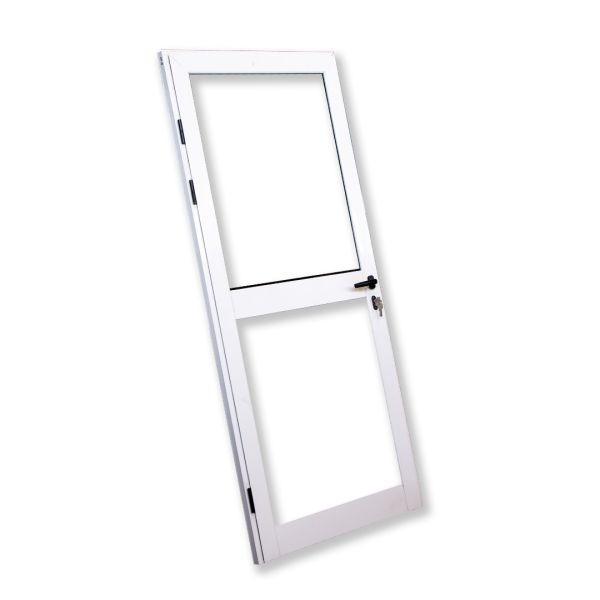 PUERTA DE UNA HOJA LACADA EN BLANCO Y ENCHAPE DE CRISTAL DE 6MM DE 700X2100 