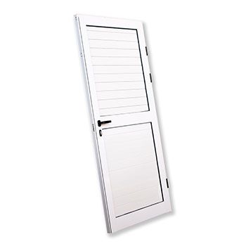 PUERTA DE UNA HOJA LACADA EN BLANCO Y ENCHAPE DE METAL DE 800X2100 